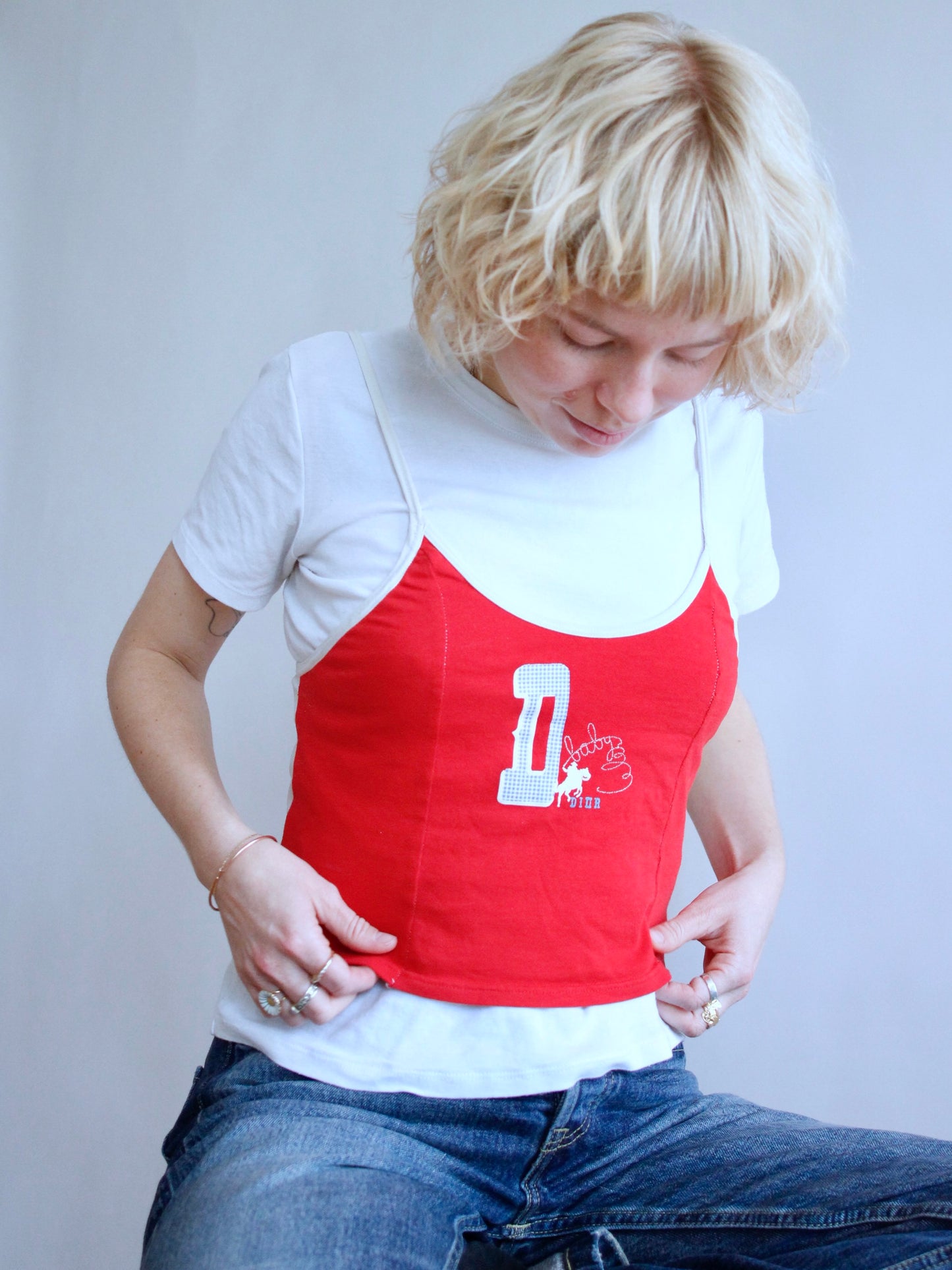 Red and White Tank Top