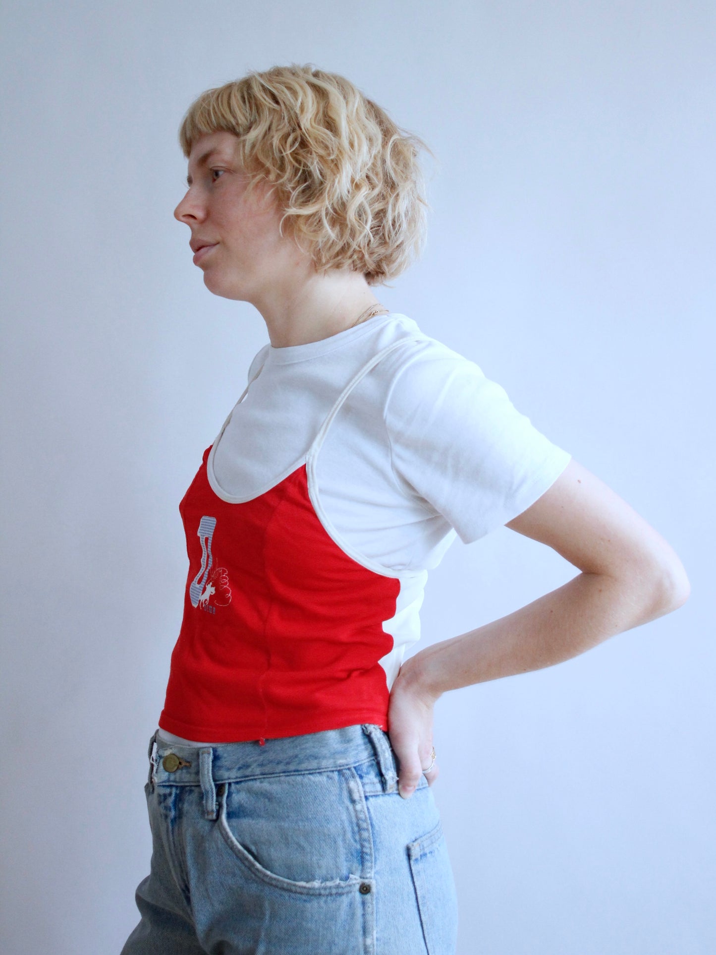 Red and White Tank Top